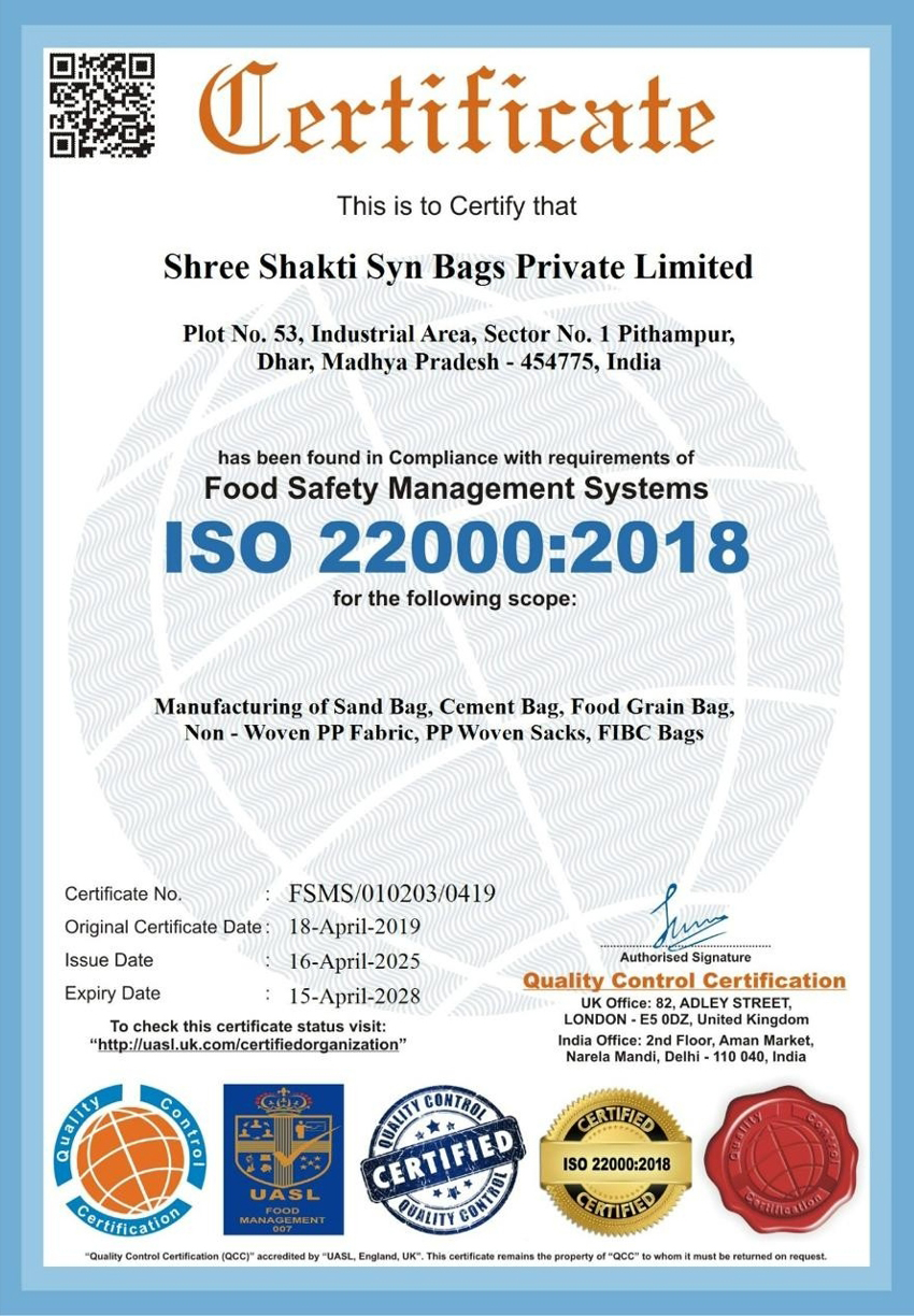 ISO 22000 -2018- SHREE SHAKTI SYN BAGS