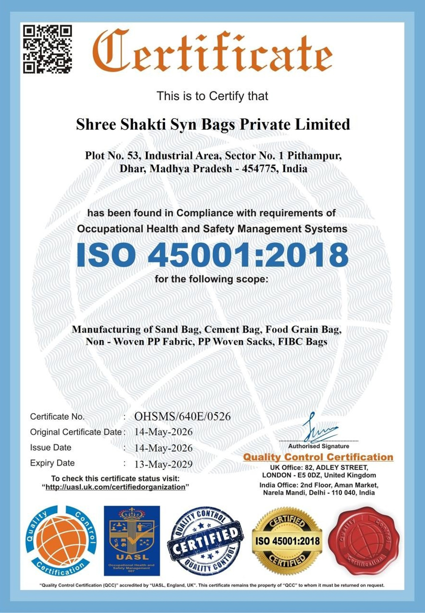 ISO 45001 - 2018 - SHREE SHAKTI SYN BAGS